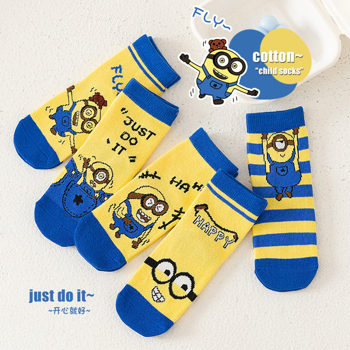 Wholesale 5 Pairs/pack Children's Socks Autumn and Winter New Combed Cotton Cartoon Boy's Tube Socks Korean Version Spring and Autumn Girl's Socks JDC-SK-LXWC003