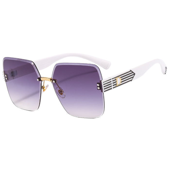 Wholesale Retro Square Metal Rimless Cut-Edge Sunglasses
