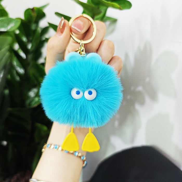 Wholesale imitation rex rabbit fur doll little duck plush ball pendant doll schoolbag pendant keychain mobile phone accessories
