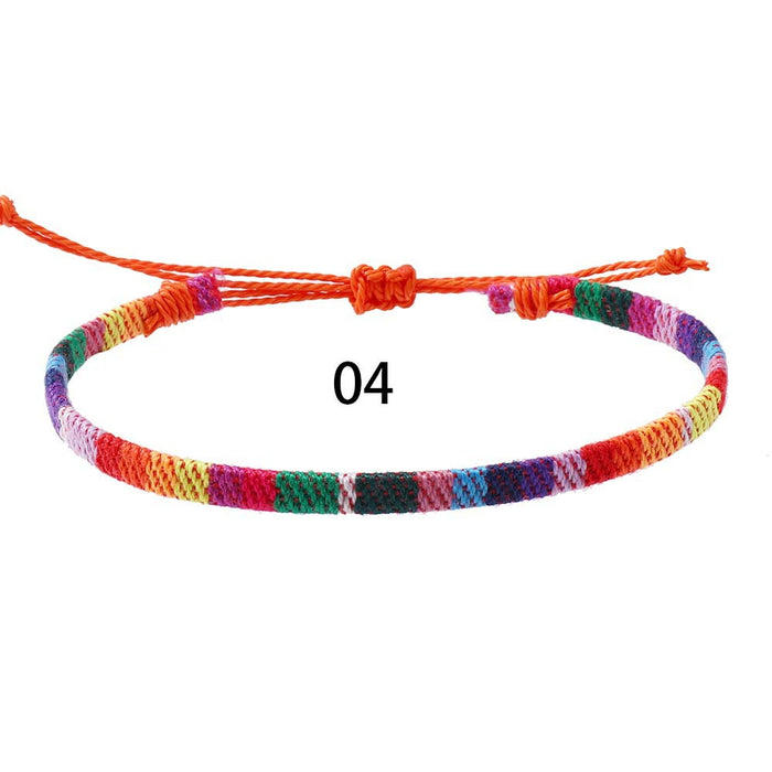 Wholesale Colorful Cotton and Linen Bohemian Fabric Bracelets for Women Hand-woven Knot Bracelets JDC-BT-XH008