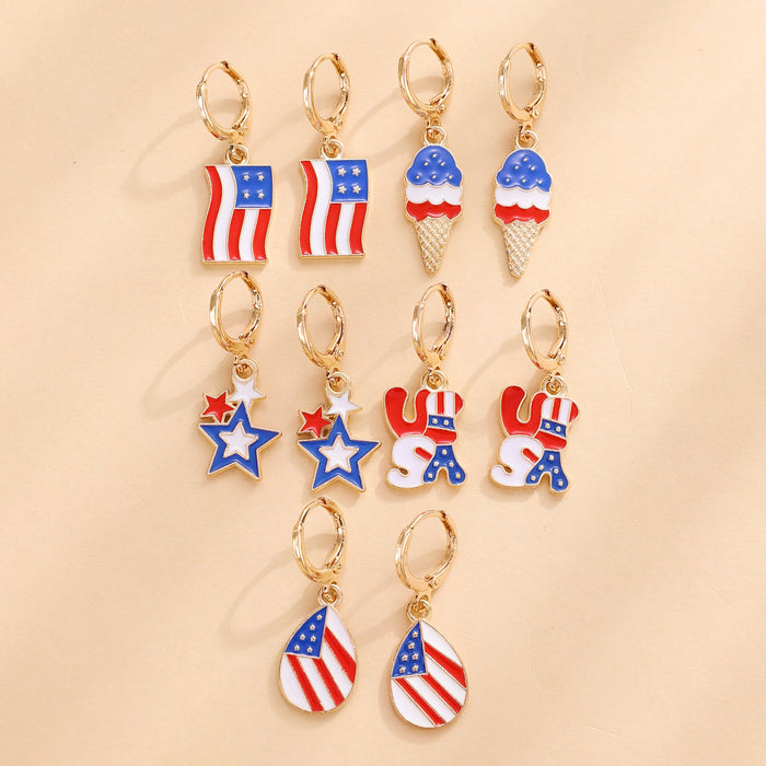 Wholesale National Flag Ice Cream Star Boots Cross Love Set Earrings Cross Border Accessories