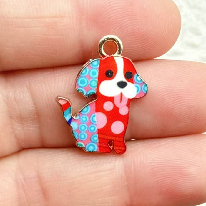 Wholesale 10pcs Cute Puppy Alloy Oil Drip Printed Jewelry Cartoon Accessories DIY Bracelet Earrings Keychain Bag Charms Pendant