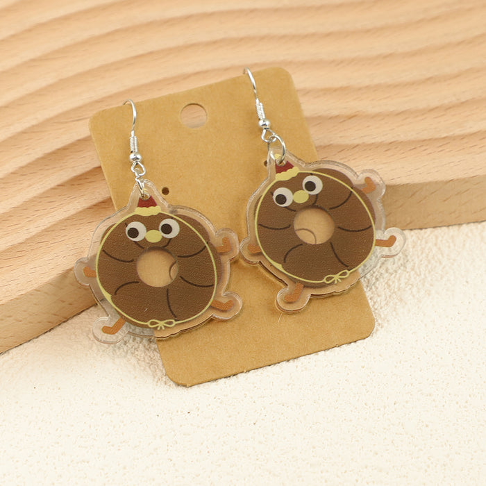 Wholesale Cute Cartoon Bread Cake Big Eyes Fruit Apple Kitten Birthday Ladies Acrylic Earrings