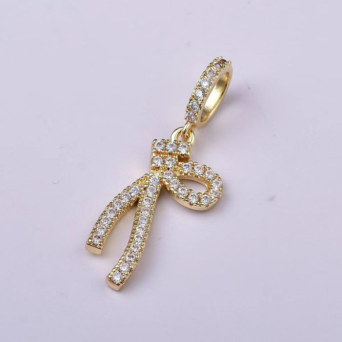 Wholesale 14K gold pendant with diamond wings and bow necklace jewelry accessories