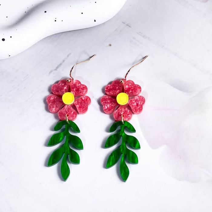Wholesale Spring Flower Double Color Splicing Design Earrings and Pendants