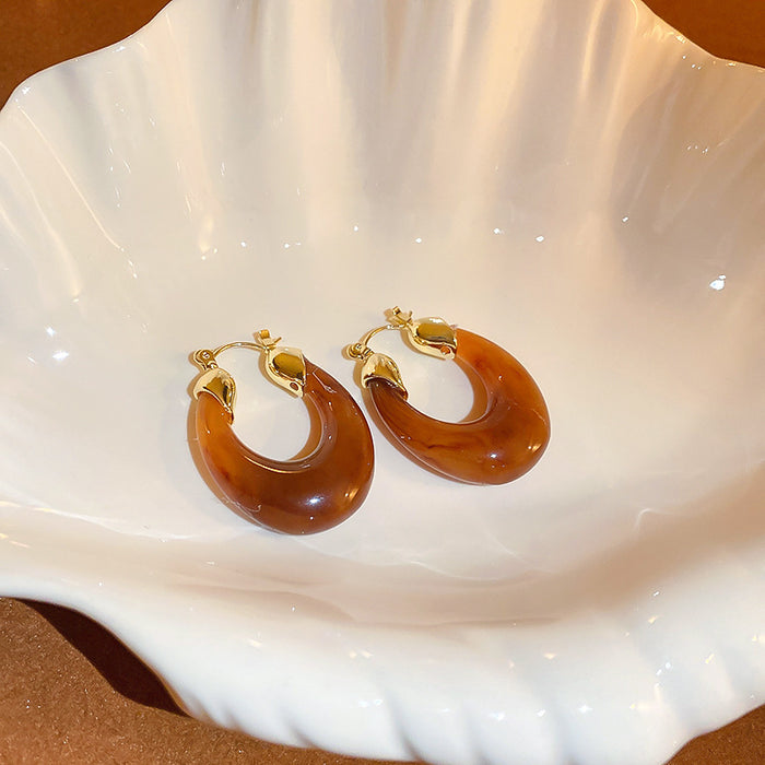 Wholesale  silver needle geometric irregular resin earrings heart earrings