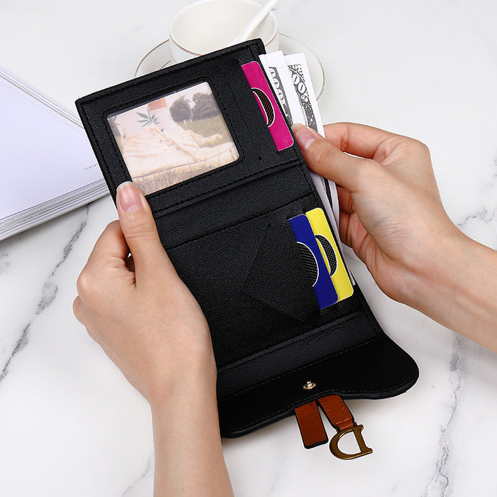 Wholesale Vintage Large Capacity D-clip Wallets Women's Long Stylish Multi-card Slot Tri-fold Handbags