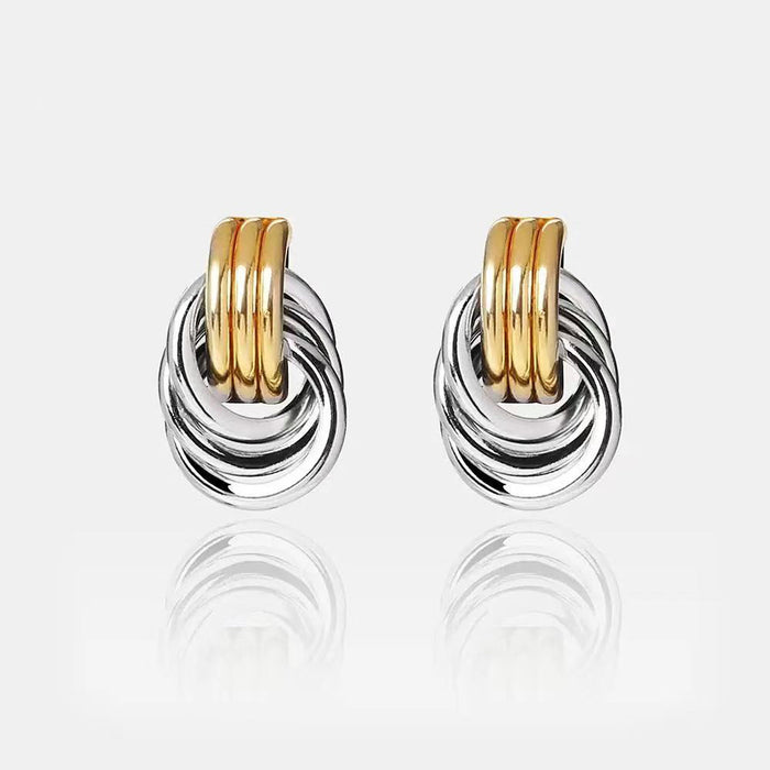 Wholesale Exaggerated double knot earrings, personalized copper plated earrings, niche high-end, light luxury temperament earrings
