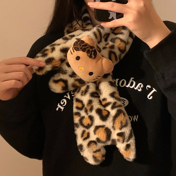 Wholesale Cartoon leopard print plush gloves