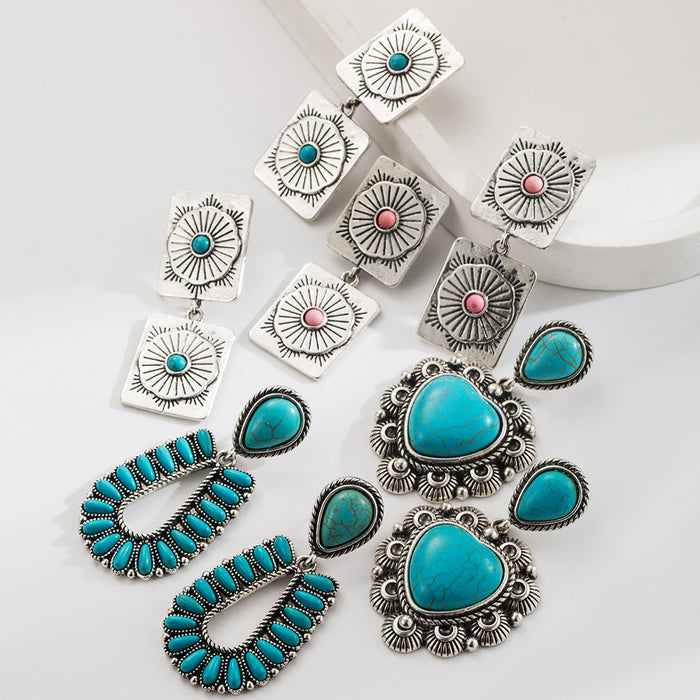 Wholesale Western Style Turquoise Statemente Earrings