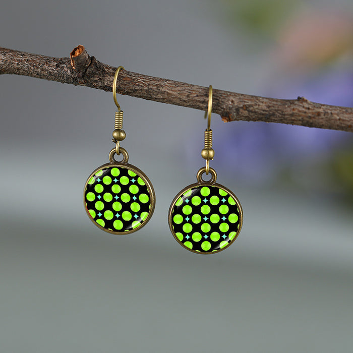 Wholesale Round Polka Dot Pattern Earrings for Men and Women Creative Earrings