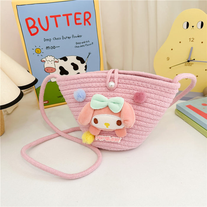 Wholesale Pearl Bag  Decorative Cotton Rope Woven Children' s Bag Crossbody Bag Lina  Cloud Bag