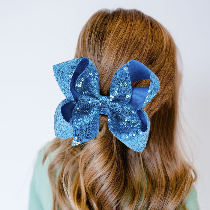 Wholesale Children's jewelry 5-inch sequin bow hair clip with hairpin