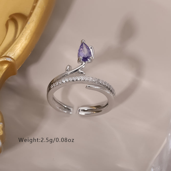 Wholesale Copper Gold-Plated Adjustable Ring with Flower Design - Fashion Jewelry Accessory