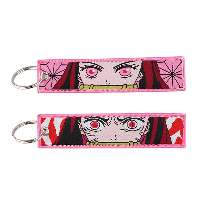 Wholesale Cartoon woven keychain lanyard  access control  ornaments fabric keychain