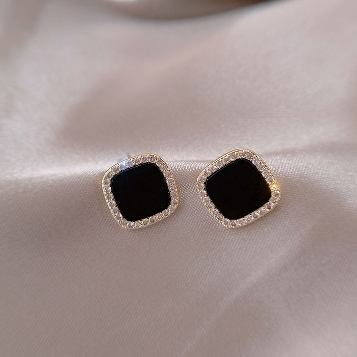 Wholesale Black Square Earrings Trendy Versatile Earrings Light Luxury