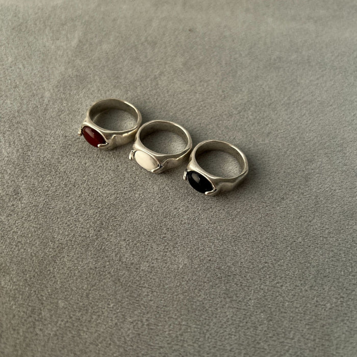 Wholesale Silver Red Agate Ring Winter Matching Simple Retro Ring