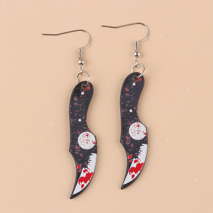 Wholesale  Acrylic Earrings Horror with Blood Mirror Dagger Chopper Axe Earrings Ear Accessories