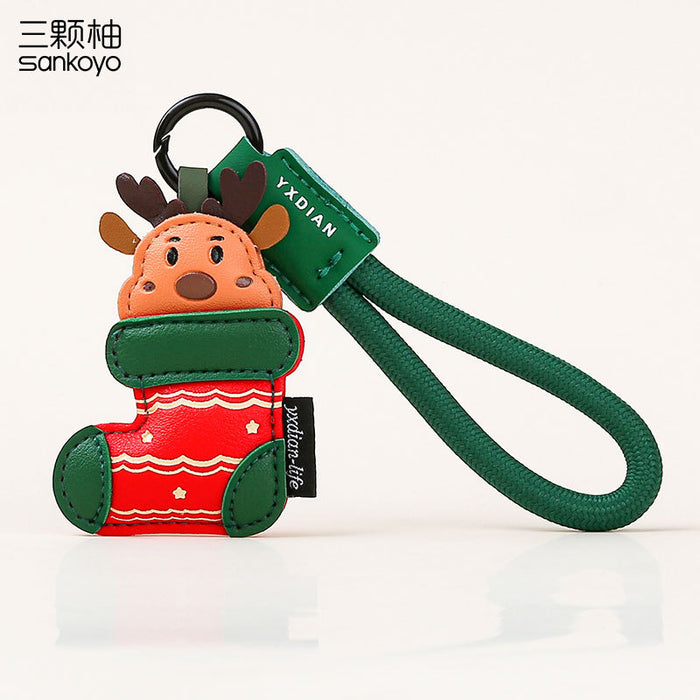 Wholesale Christmas Tree Leather Keychain Pendant Cute  Bag Charm Gift