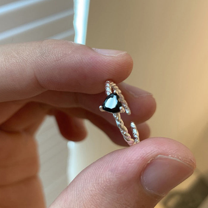 Wholesale Black Zircon Love Twist Ring for Women
