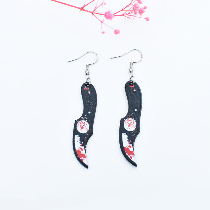 Wholesale Halloween sword knife scissors axe dagger stainless steel earrings