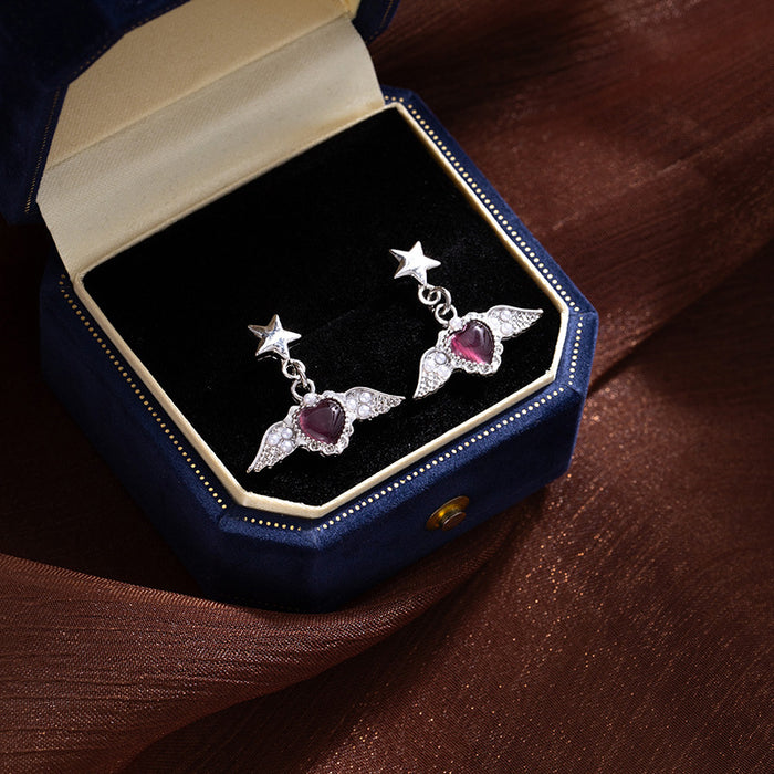 Wholesale Angel Wing Pearl Heart Earrings