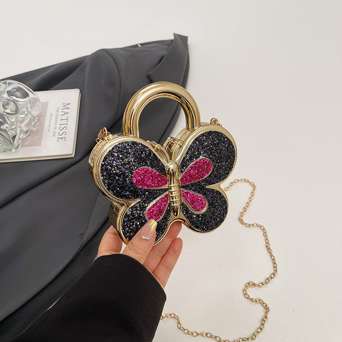 Wholesale Acrylic Butterfly Rhinestone Chain Shoulder Bag Silver Red Fashion Accessory for Resale