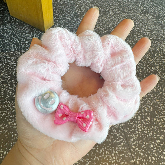 Wholesale Advanced Durable Rubber and Hair Accessories Cute Decorative Bow Plush Hair Ring Cute  Hair Ring