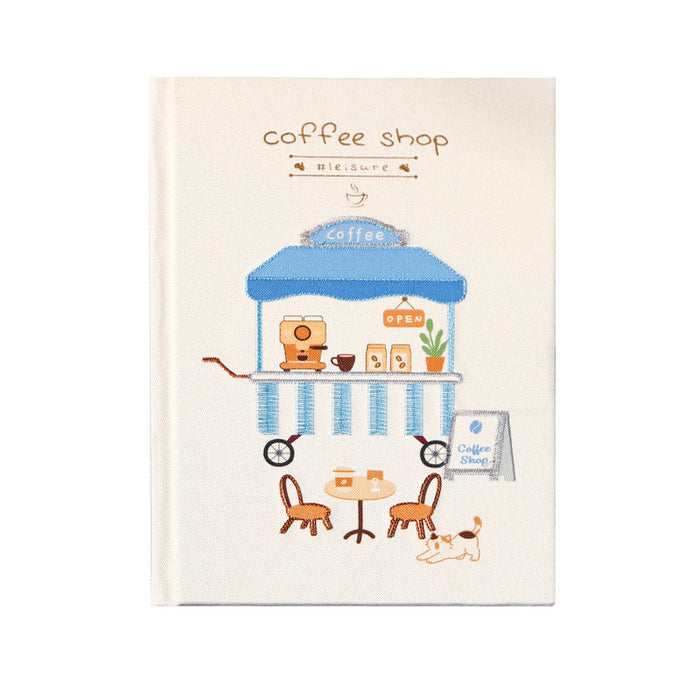 Wholesale Coffee House Embroidered Cloth Hardcover Notebook Design Journal