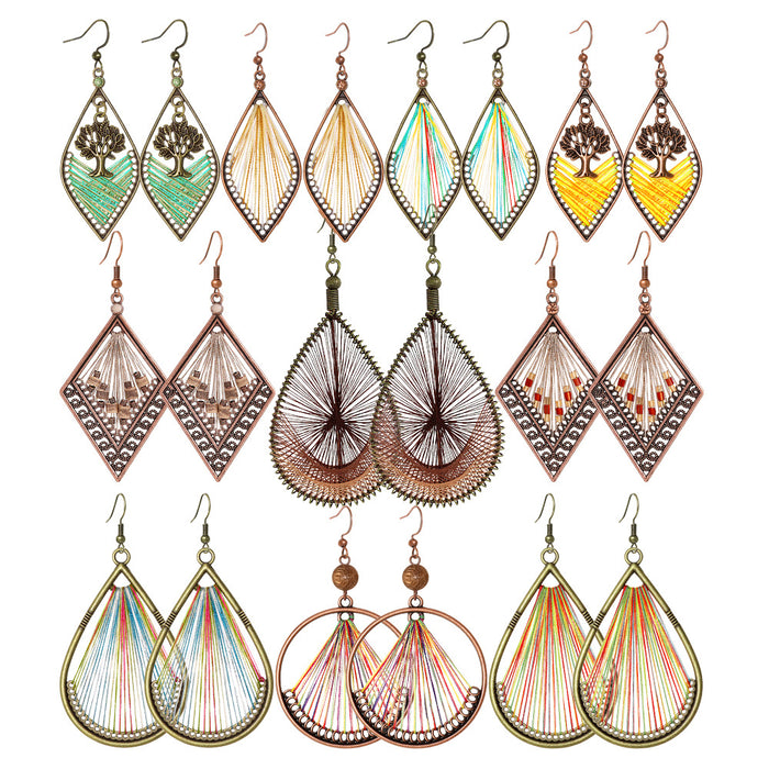 Wholesale 2pcs Bohemian ethnic style colorful large earrings