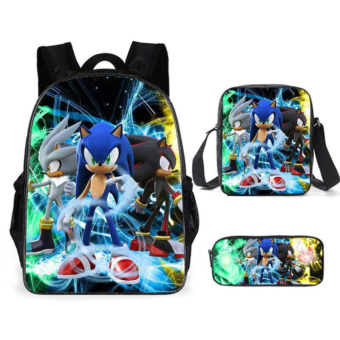 Wholesale SONIC Primary School Student Backpack Three-piece Set Anime Cartoon Backpack Shoulder Bag Pencil Case JDC-BP-Shangl006