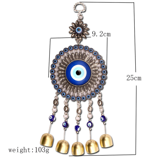 Wholesale Sunflower glass blue eyes blue copper bell pendant pendant