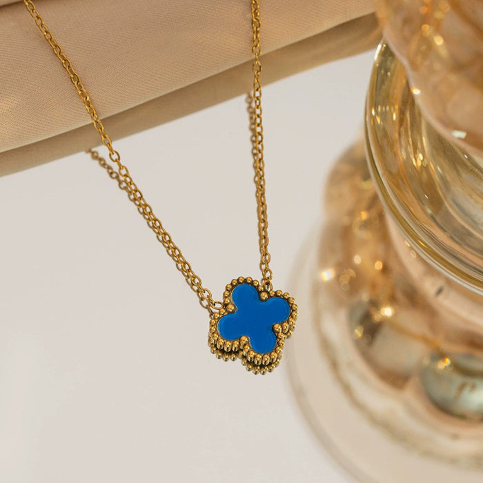 Wholesale Stainless Steel Double-Sided Four-Leaf Clover Necklace Women Titanium Steel