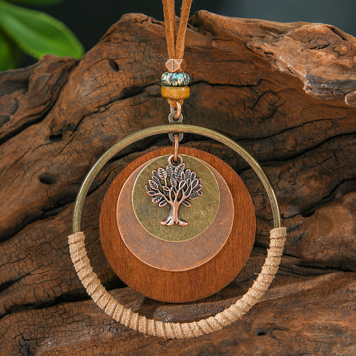 Wholesale Retro Bohemian Tassel Pendant Necklace Zinc Alloy Electroplated Geometric Pendant MOQ≥2