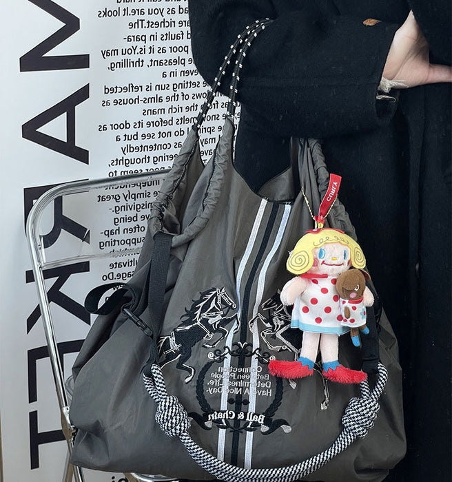 Wholesale Canvas bag embroidery shopping bag tote bag large capacity bag women' s handbag crossbody bag