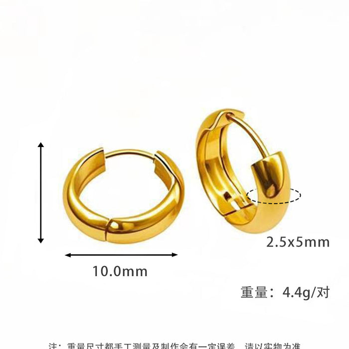 Wholesale Plain ring earrings with a light luxury and high-end feel, non fading titanium steel earrings and jewelry