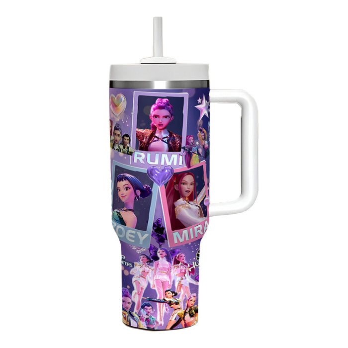 Wholesale Tumbler 40oz K-POP Printed Vacuum Stainless Steel Car Ice Bullies Cup with Handle