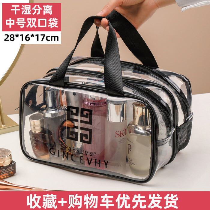 Wholesale Makeup bag PVC double-layer thick transparent dry wet separation swimming bag waterproof fitness bag large capacity toileting bag