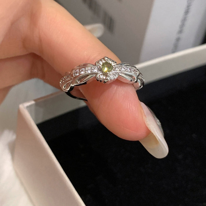 Wholesale Light luxury metal brushed diamond inlaid ring, niche and high-end open mouth ring