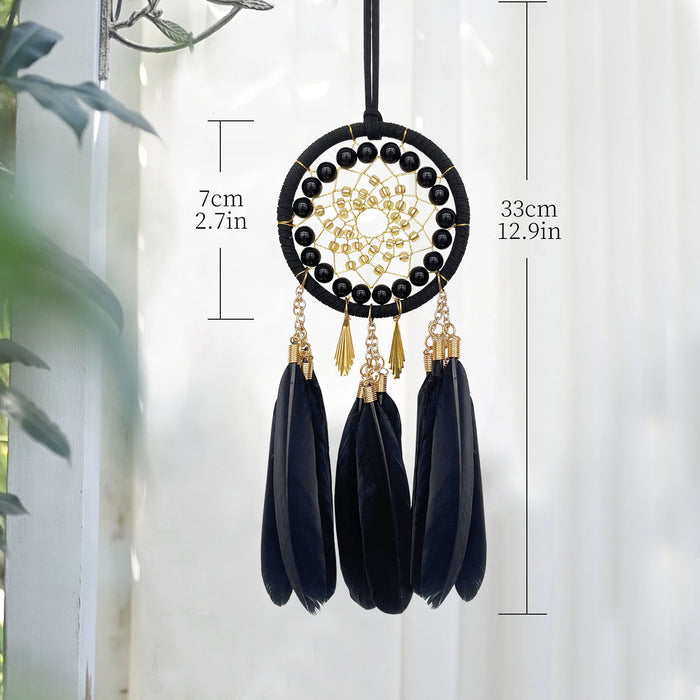 Wholesale Black Gold Feather Dream Catcher Car Hanging Charm Decorative MOQ≥2