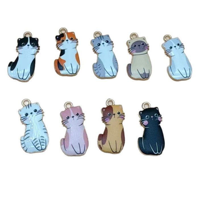 Wholesale 10pcs Cat pendant DIY handmade jewelry accessories,  alloy keychain charms,  necklace and earring accessories Pendant