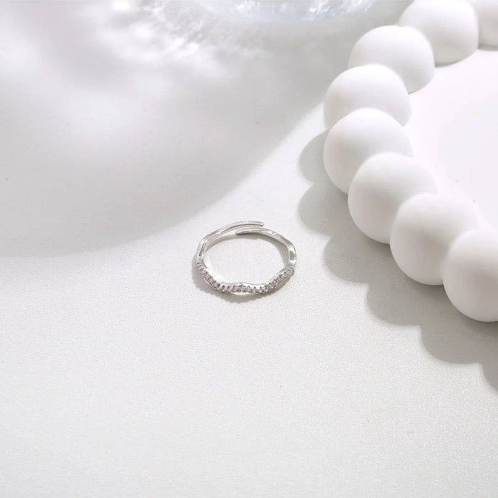 Wholesale Micro inlaid zircon open ring, non fading ring, female niche, high-end, light luxury style, personalized fashion, index finger ring