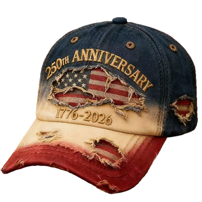 Wholesale Vintage Ripped Embroidery Denim Baseball Cap Dacron Fashion Adjustable Sun Protection Hat