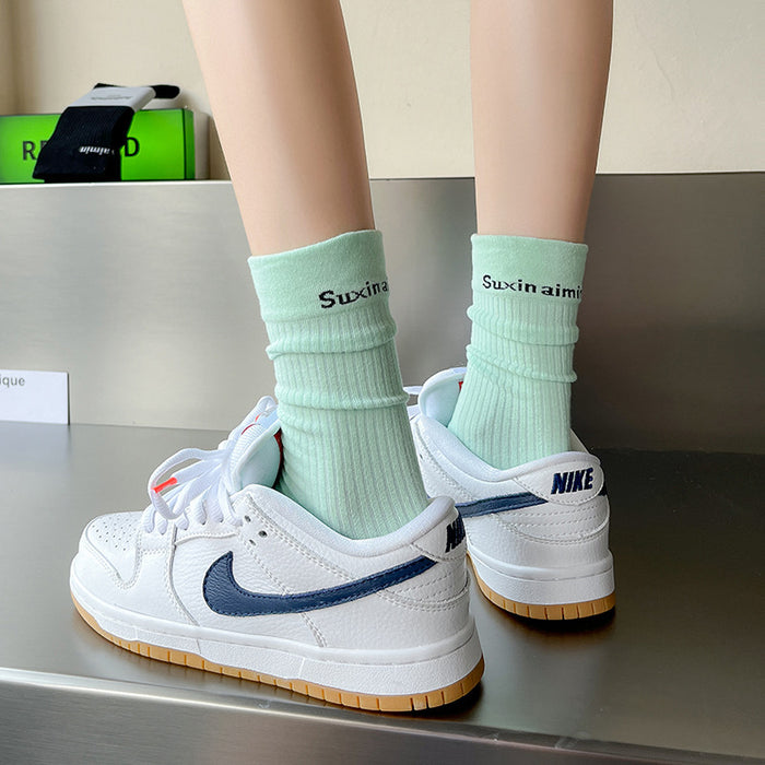 Wholesale Socks Versatile Letter Breathable Sweat Absorbing Thin Stacking Socks