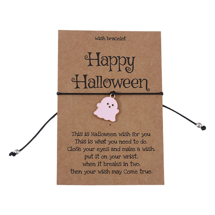 Wholesale Cute colorful ghost pendant bracelet funny oil drop hand-woven card ornaments