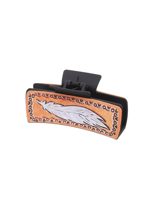 Wholesale Cross-border Western Wind Denim Wind Sunflower Leather Hairpin Women' s Shark Clip Grab Clip Amazon AliExpress