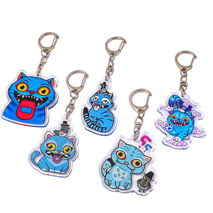 Wholesale Blue Tiger Crow Acrylic Double-Sided Pattern Keychain