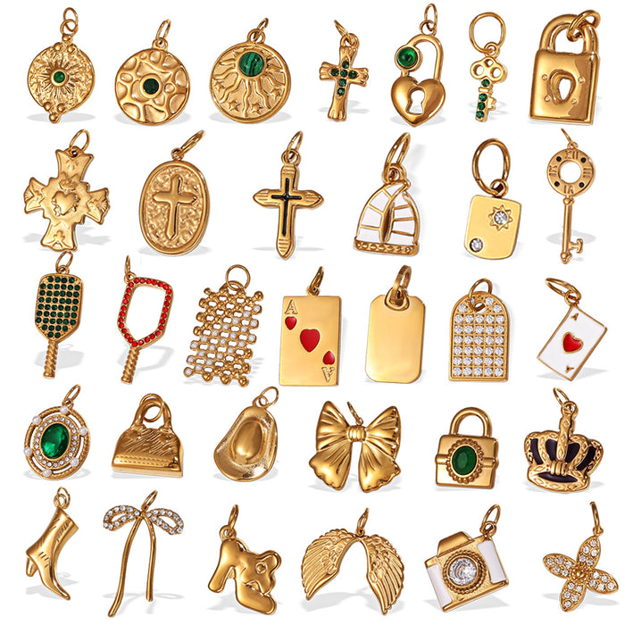 Wholesale  Pendant Accessories Inlaid Rhinestone All-match Pendant Inlaid Glass Stone Round Pendant Necklace