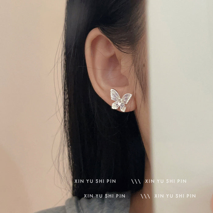 Wholesale New gradient purple butterfly earrings with exquisite and versatile temperament, earrings and ear accessories