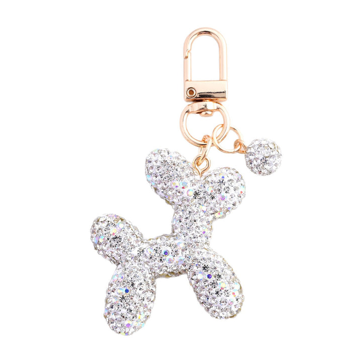 Wholesale Cute Balloon Puppy Diamond Car Keychain